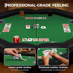 Table de poker octogonale pliable pour 8 joueurs avec rebords rembourrés et porte-gobelets en acier inoxydable pour les soirées de jeux en famille