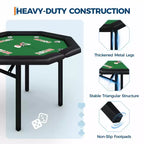 Table de poker octogonale pliable pour 8 joueurs avec rebords rembourrés et porte-gobelets en acier inoxydable pour les soirées de jeux en famille
