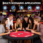 Table de poker octogonale pliable pour 8 joueurs avec rebords rembourrés et porte-gobelets en acier inoxydable pour les soirées de jeux en famille