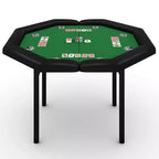 Table de poker octogonale pliable pour 8 joueurs avec rebords rembourrés et porte-gobelets en acier inoxydable pour les soirées de jeux en famille