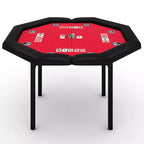 Table de poker octogonale pliable pour 8 joueurs avec rebords rembourrés et porte-gobelets en acier inoxydable pour les soirées de jeux en famille