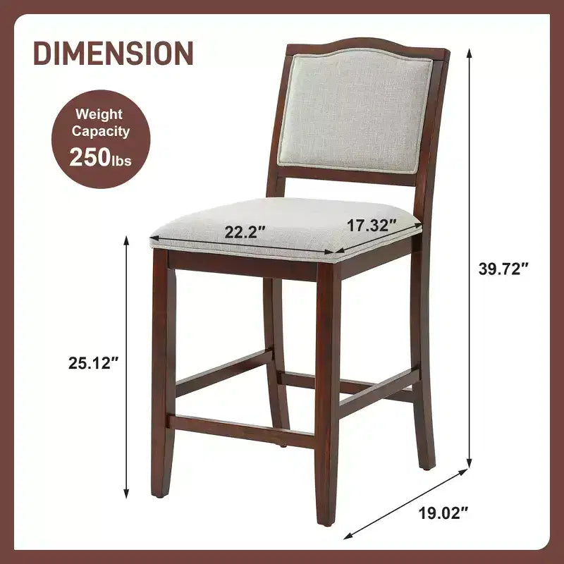 Lot de 2 tabourets de bar à hauteur de comptoir au design rustique avec support ergonomique