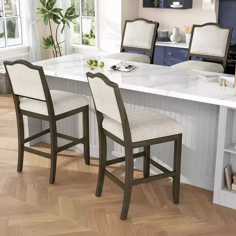 Lot de 2 tabourets de bar à hauteur de comptoir au design rustique avec support ergonomique