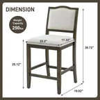 Lot de 2 tabourets de bar à hauteur de comptoir au design rustique avec support ergonomique