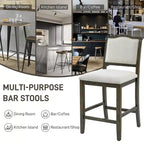 Lot de 2 tabourets de bar à hauteur de comptoir au design rustique avec support ergonomique