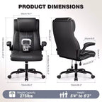 Chaise de bureau ergonomique KERDOM, fauteuil de bureau pour ordinateur, fauteuil de direction en cuir à dossier haut avec soutien lombaire réglable et accoudoirs relevables, basculante