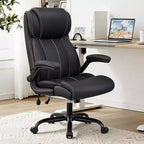Chaise de bureau ergonomique KERDOM, fauteuil de bureau pour ordinateur, fauteuil de direction en cuir à dossier haut avec soutien lombaire réglable et accoudoirs relevables, basculante
