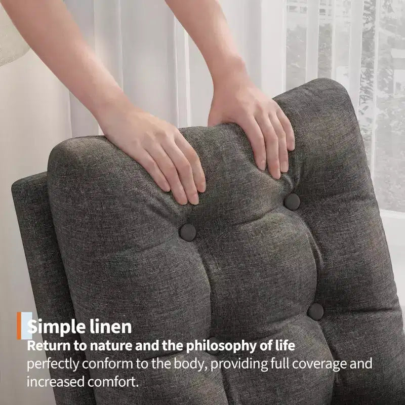 COZONY Fauteuil à bascule moderne aux couleurs Morandi, avec poche latérale, chaise planeur rembourrée en lin, fauteuil à bascule d'appoint de 136 kg pour salon et chambre de bébé