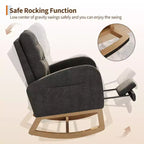 COZONY Fauteuil à bascule moderne aux couleurs Morandi, avec poche latérale, chaise planeur rembourrée en lin, fauteuil à bascule d'appoint de 136 kg pour salon et chambre de bébé