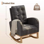 COZONY Fauteuil à bascule moderne aux couleurs Morandi, avec poche latérale, chaise planeur rembourrée en lin, fauteuil à bascule d'appoint de 136 kg pour salon et chambre de bébé
