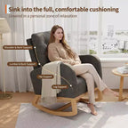 COZONY Fauteuil à bascule moderne aux couleurs Morandi, avec poche latérale, chaise planeur rembourrée en lin, fauteuil à bascule d'appoint de 136 kg pour salon et chambre de bébé