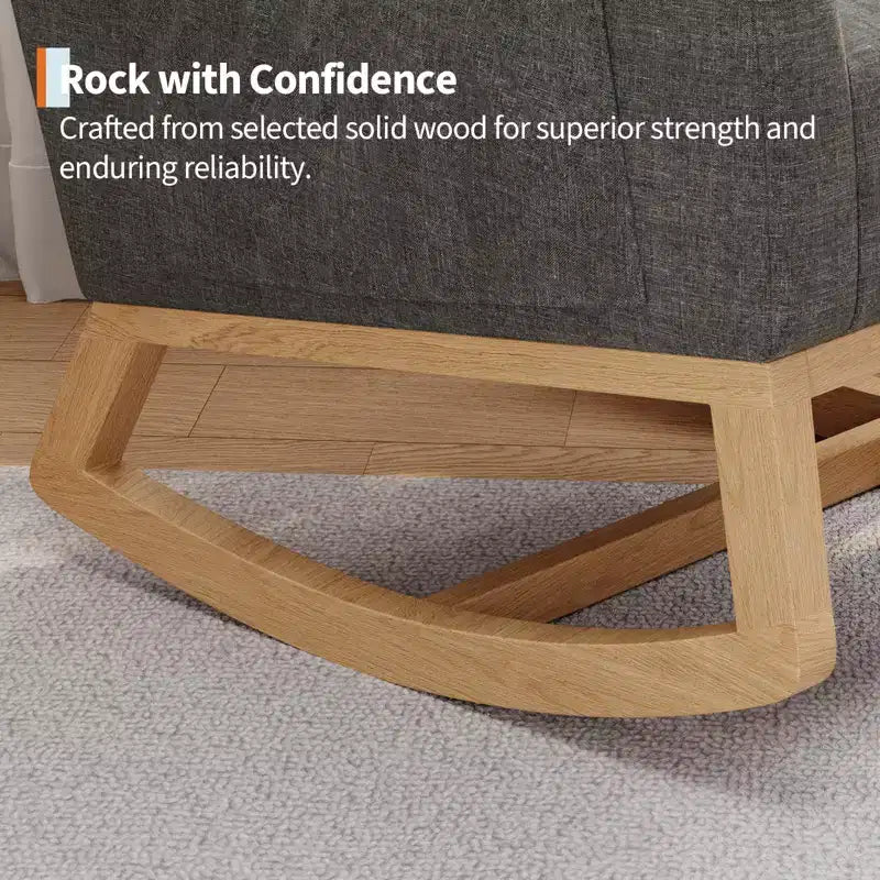 COZONY Fauteuil à bascule moderne aux couleurs Morandi, avec poche latérale, chaise planeur rembourrée en lin, fauteuil à bascule d'appoint de 136 kg pour salon et chambre de bébé