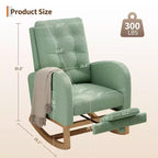 COZONY Fauteuil à bascule moderne aux couleurs Morandi, avec poche latérale, chaise planeur rembourrée en lin, fauteuil à bascule d'appoint de 136 kg pour salon et chambre de bébé