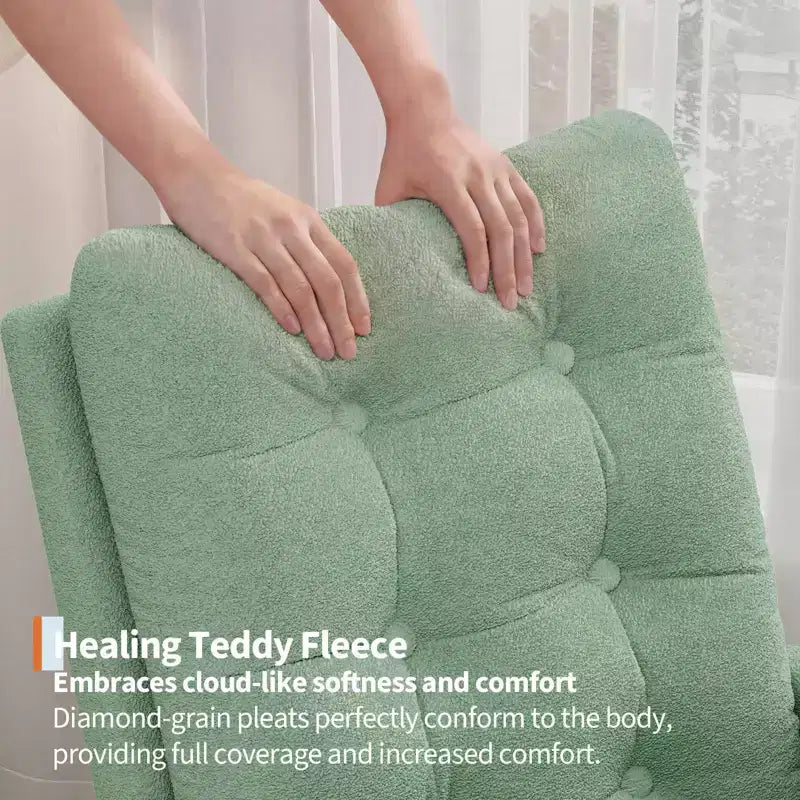 COZONY Fauteuil à bascule moderne aux couleurs Morandi, avec poche latérale, chaise planeur rembourrée en lin, fauteuil à bascule d'appoint de 136 kg pour salon et chambre de bébé