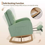 COZONY Fauteuil à bascule moderne aux couleurs Morandi, avec poche latérale, chaise planeur rembourrée en lin, fauteuil à bascule d'appoint de 136 kg pour salon et chambre de bébé
