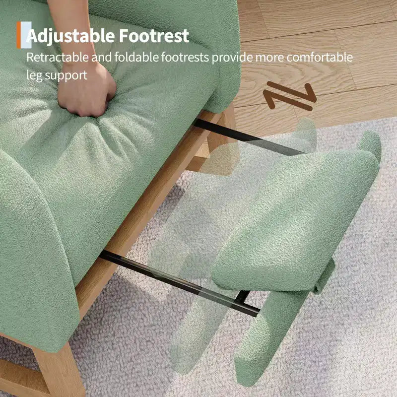 COZONY Fauteuil à bascule moderne aux couleurs Morandi, avec poche latérale, chaise planeur rembourrée en lin, fauteuil à bascule d'appoint de 136 kg pour salon et chambre de bébé