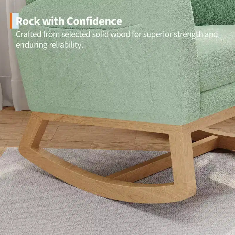 COZONY Fauteuil à bascule moderne aux couleurs Morandi, avec poche latérale, chaise planeur rembourrée en lin, fauteuil à bascule d'appoint de 136 kg pour salon et chambre de bébé