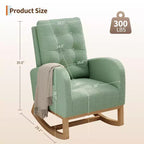 COZONY Fauteuil à bascule moderne aux couleurs Morandi, avec poche latérale, chaise planeur rembourrée en lin, fauteuil à bascule d'appoint de 136 kg pour salon et chambre de bébé
