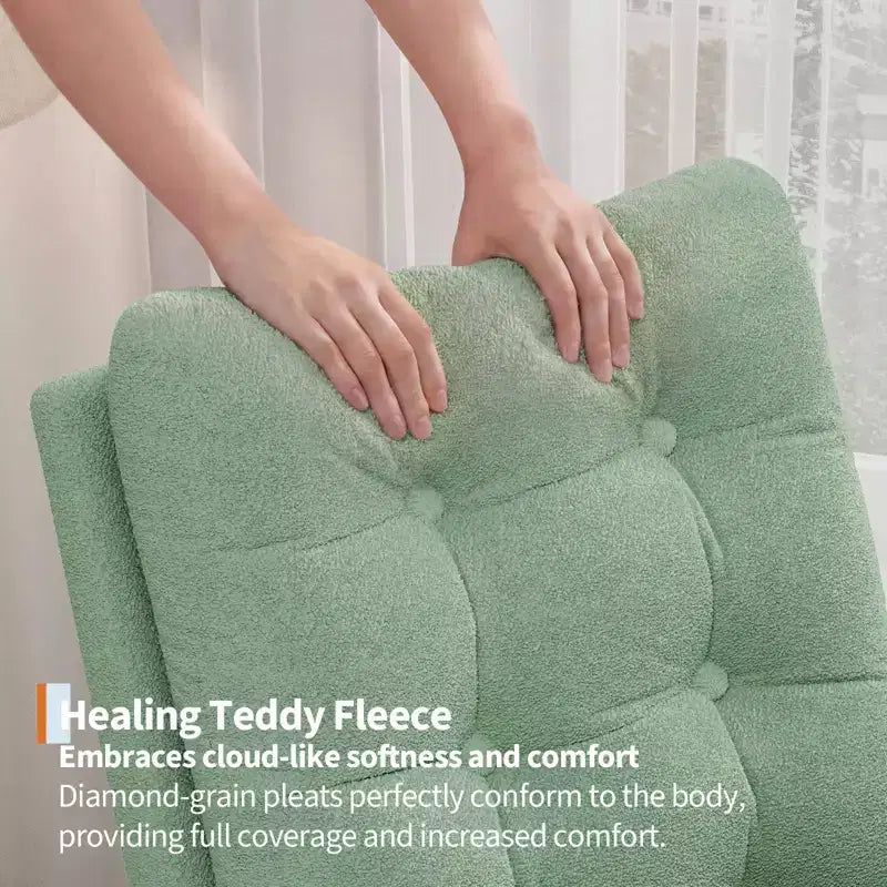 COZONY Fauteuil à bascule moderne aux couleurs Morandi, avec poche latérale, chaise planeur rembourrée en lin, fauteuil à bascule d'appoint de 136 kg pour salon et chambre de bébé