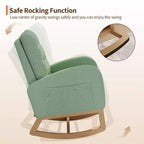 COZONY Fauteuil à bascule moderne aux couleurs Morandi, avec poche latérale, chaise planeur rembourrée en lin, fauteuil à bascule d'appoint de 136 kg pour salon et chambre de bébé