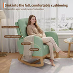COZONY Fauteuil à bascule moderne aux couleurs Morandi, avec poche latérale, chaise planeur rembourrée en lin, fauteuil à bascule d'appoint de 136 kg pour salon et chambre de bébé