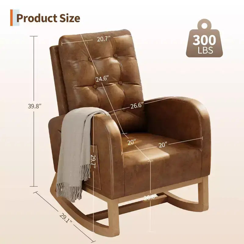 COZONY Fauteuil à bascule moderne aux couleurs Morandi, avec poche latérale, chaise planeur rembourrée en lin, fauteuil à bascule d'appoint de 136 kg pour salon et chambre de bébé
