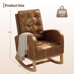 COZONY Fauteuil à bascule moderne aux couleurs Morandi, avec poche latérale, chaise planeur rembourrée en lin, fauteuil à bascule d'appoint de 136 kg pour salon et chambre de bébé