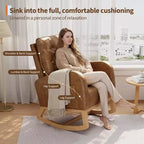 COZONY Fauteuil à bascule moderne aux couleurs Morandi, avec poche latérale, chaise planeur rembourrée en lin, fauteuil à bascule d'appoint de 136 kg pour salon et chambre de bébé