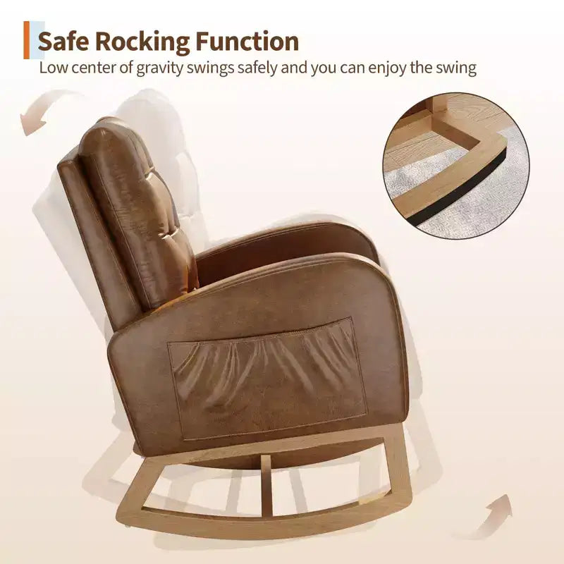 COZONY Fauteuil à bascule moderne aux couleurs Morandi, avec poche latérale, chaise planeur rembourrée en lin, fauteuil à bascule d'appoint de 136 kg pour salon et chambre de bébé