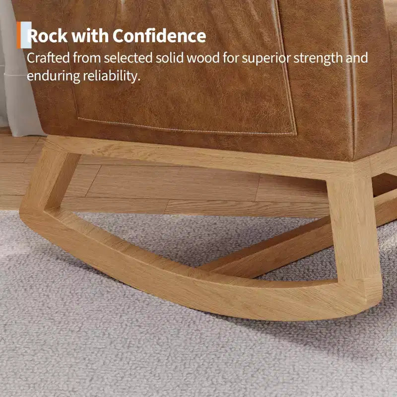 COZONY Fauteuil à bascule moderne aux couleurs Morandi, avec poche latérale, chaise planeur rembourrée en lin, fauteuil à bascule d'appoint de 136 kg pour salon et chambre de bébé
