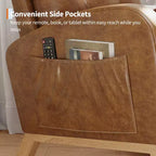 COZONY Fauteuil à bascule moderne aux couleurs Morandi, avec poche latérale, chaise planeur rembourrée en lin, fauteuil à bascule d'appoint de 136 kg pour salon et chambre de bébé