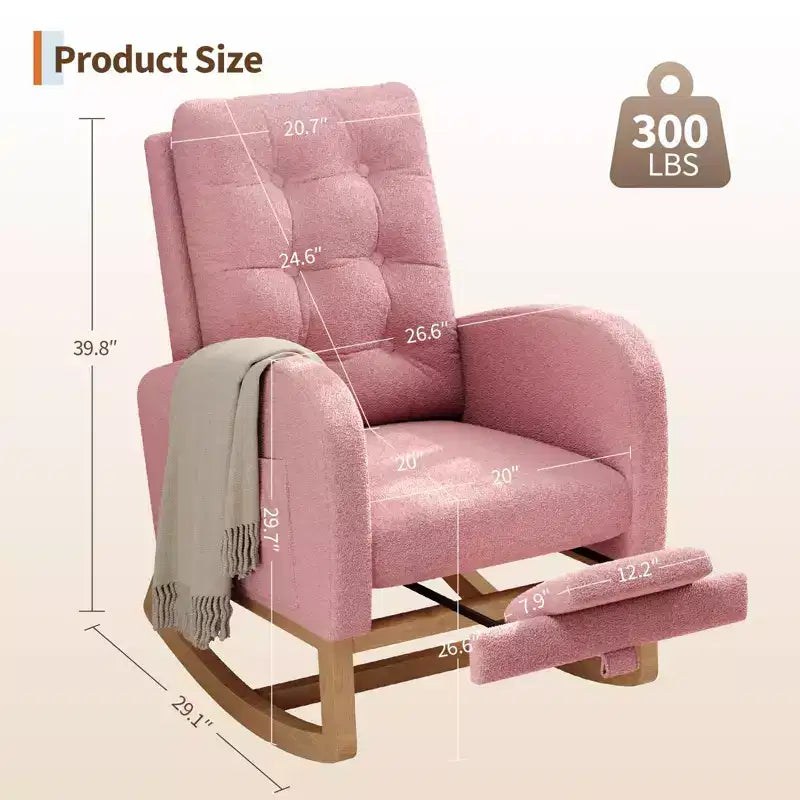 COZONY Fauteuil à bascule moderne aux couleurs Morandi, avec poche latérale, chaise planeur rembourrée en lin, fauteuil à bascule d'appoint de 136 kg pour salon et chambre de bébé