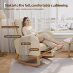 COZONY Fauteuil à bascule moderne aux couleurs Morandi, avec poche latérale, chaise planeur rembourrée en lin, fauteuil à bascule d'appoint de 136 kg pour salon et chambre de bébé