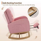 COZONY Fauteuil à bascule moderne aux couleurs Morandi, avec poche latérale, chaise planeur rembourrée en lin, fauteuil à bascule d'appoint de 136 kg pour salon et chambre de bébé