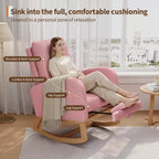 COZONY Fauteuil à bascule moderne aux couleurs Morandi, avec poche latérale, chaise planeur rembourrée en lin, fauteuil à bascule d'appoint de 136 kg pour salon et chambre de bébé