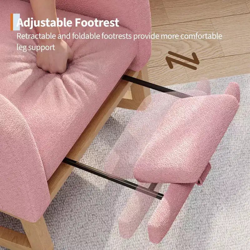 COZONY Fauteuil à bascule moderne aux couleurs Morandi, avec poche latérale, chaise planeur rembourrée en lin, fauteuil à bascule d'appoint de 136 kg pour salon et chambre de bébé