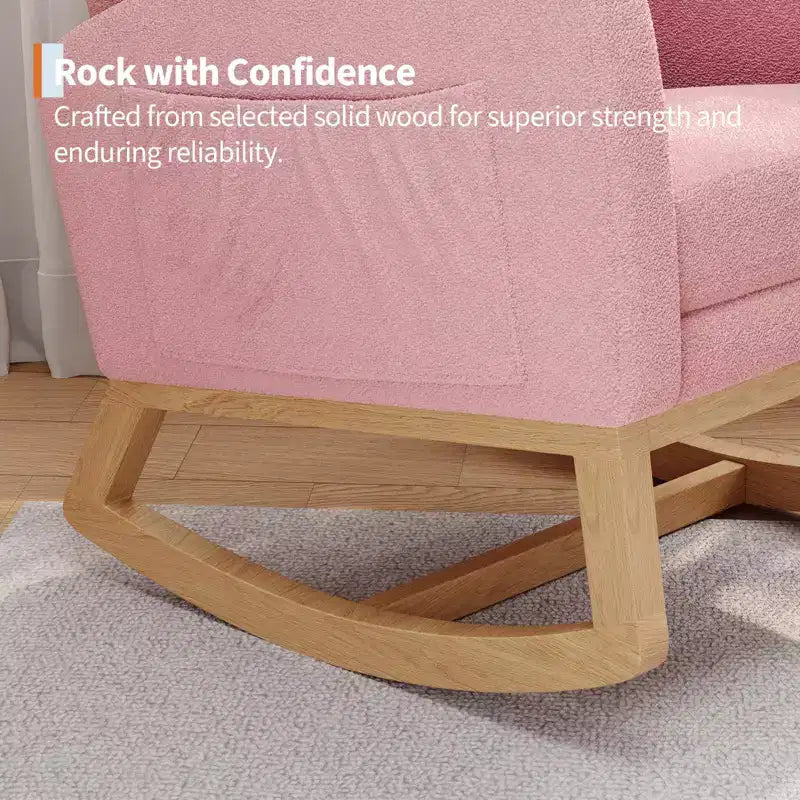 COZONY Fauteuil à bascule moderne aux couleurs Morandi, avec poche latérale, chaise planeur rembourrée en lin, fauteuil à bascule d'appoint de 136 kg pour salon et chambre de bébé