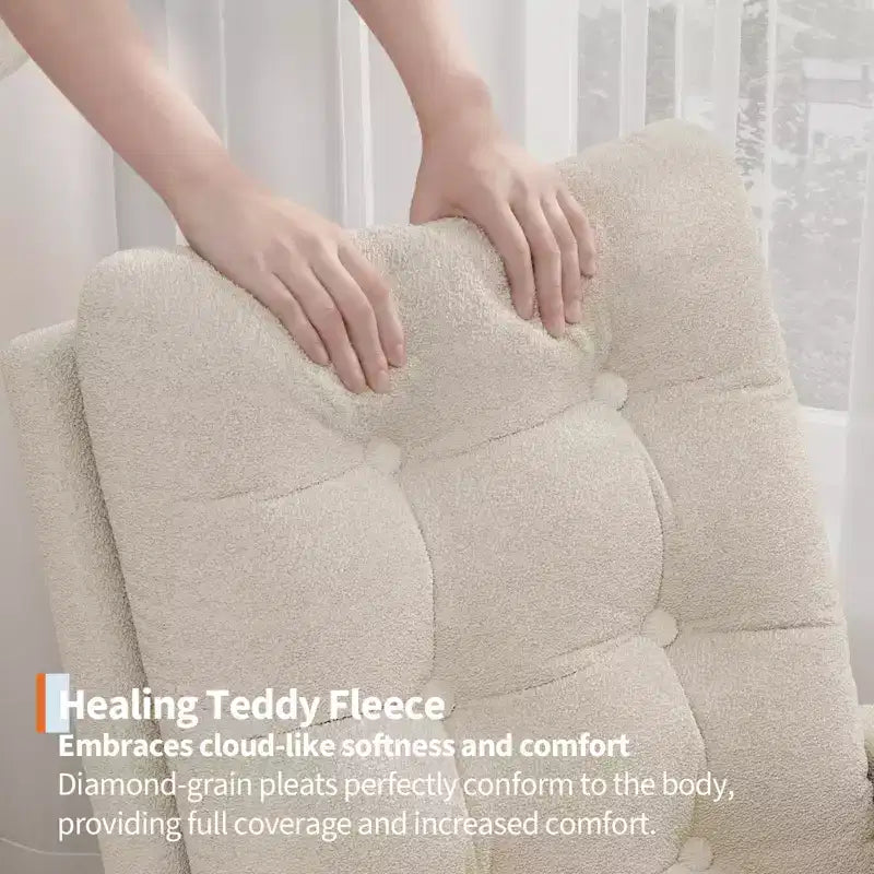 COZONY Fauteuil à bascule moderne aux couleurs Morandi, avec poche latérale, chaise planeur rembourrée en lin, fauteuil à bascule d'appoint de 136 kg pour salon et chambre de bébé