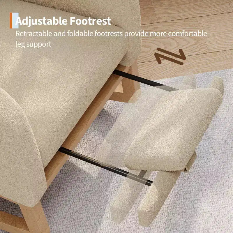 COZONY Fauteuil à bascule moderne aux couleurs Morandi, avec poche latérale, chaise planeur rembourrée en lin, fauteuil à bascule d'appoint de 136 kg pour salon et chambre de bébé