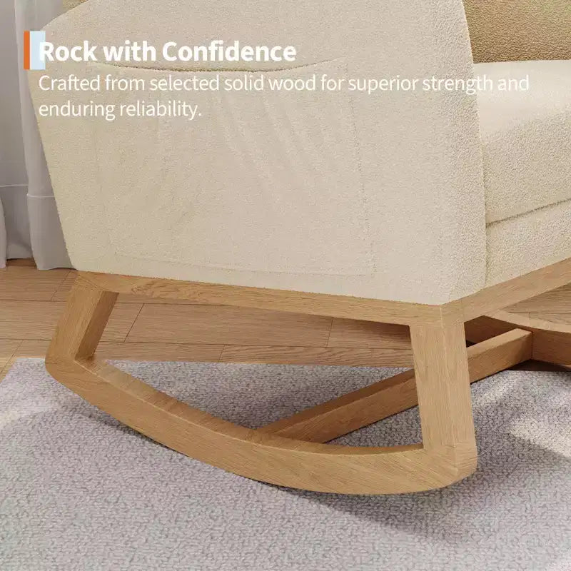 COZONY Fauteuil à bascule moderne aux couleurs Morandi, avec poche latérale, chaise planeur rembourrée en lin, fauteuil à bascule d'appoint de 136 kg pour salon et chambre de bébé