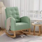 COZONY Fauteuil à bascule moderne aux couleurs Morandi, avec poche latérale, chaise planeur rembourrée en lin, fauteuil à bascule d'appoint de 136 kg pour salon et chambre de bébé