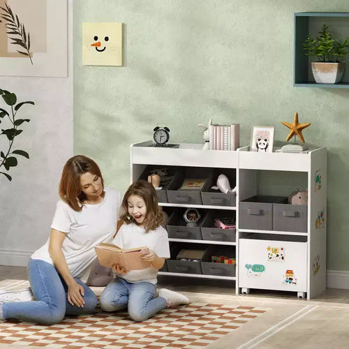 Meuble de rangement 11 bacs pour jouets, étagère de rangement pour salle de jeux ou chambre d'enfant, 80 cm de hauteur