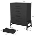 Commode, 4 tiroirs, 98 cm de haut, meuble de rangement en bois autoportant pour chambre à coucher, noir