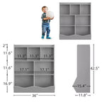 Meuble de rangement pour jouets, lot de 2 étagères à livres pour enfants en bois à 7 casiers avec 3 tiroirs, meuble à jouets à 3 niveaux