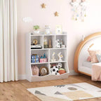 Meuble de rangement pour jouets, lot de 2 étagères à livres pour enfants en bois à 7 casiers avec 3 tiroirs, meuble à jouets à 3 niveaux