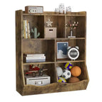 Meuble de rangement pour jouets, lot de 2 étagères à livres pour enfants en bois à 7 casiers avec 3 tiroirs, meuble à jouets à 3 niveaux