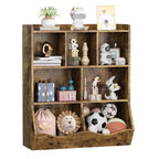 Meuble de rangement pour jouets, lot de 2 étagères à livres pour enfants en bois à 7 casiers avec 3 tiroirs, meuble à jouets à 3 niveaux