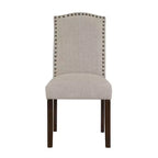Chaises de salle à manger GDFStudio Bennett au design classique moderne, avec assise et dossier en tissu texturé et clous décoratifs (Lot de 2)