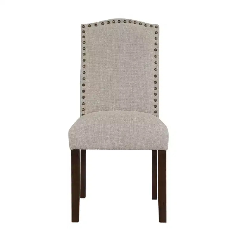 Chaises de salle à manger GDFStudio Bennett au design classique moderne, avec assise et dossier en tissu texturé et clous décoratifs (Lot de 2)