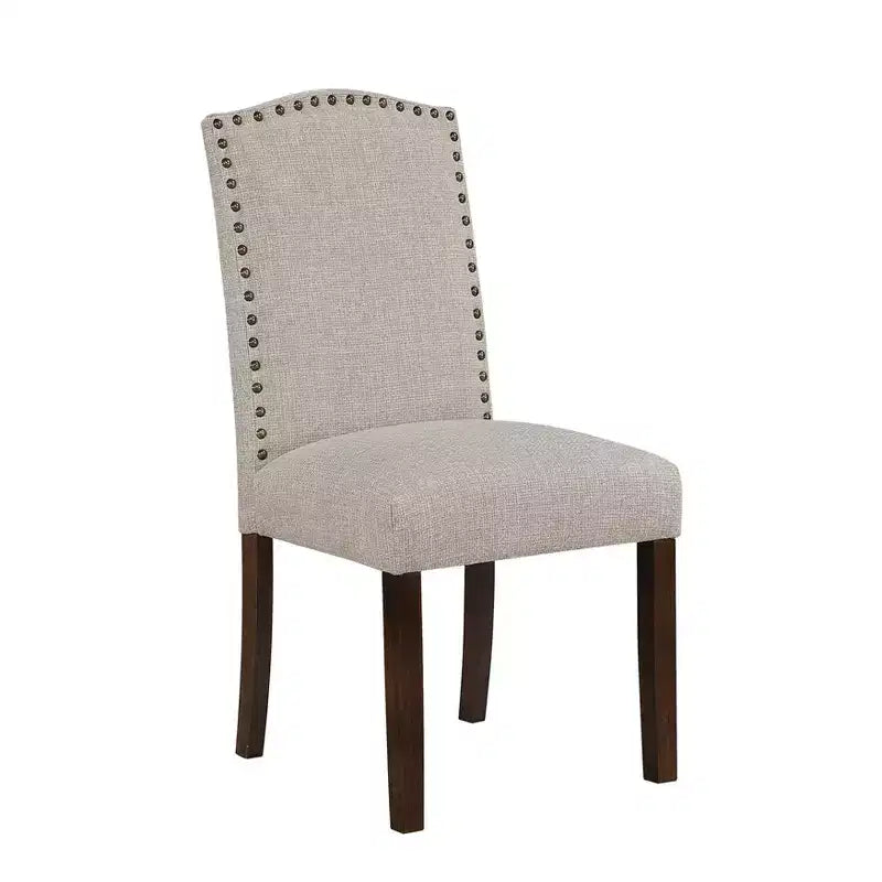 Chaises de salle à manger GDFStudio Bennett au design classique moderne, avec assise et dossier en tissu texturé et clous décoratifs (Lot de 2)